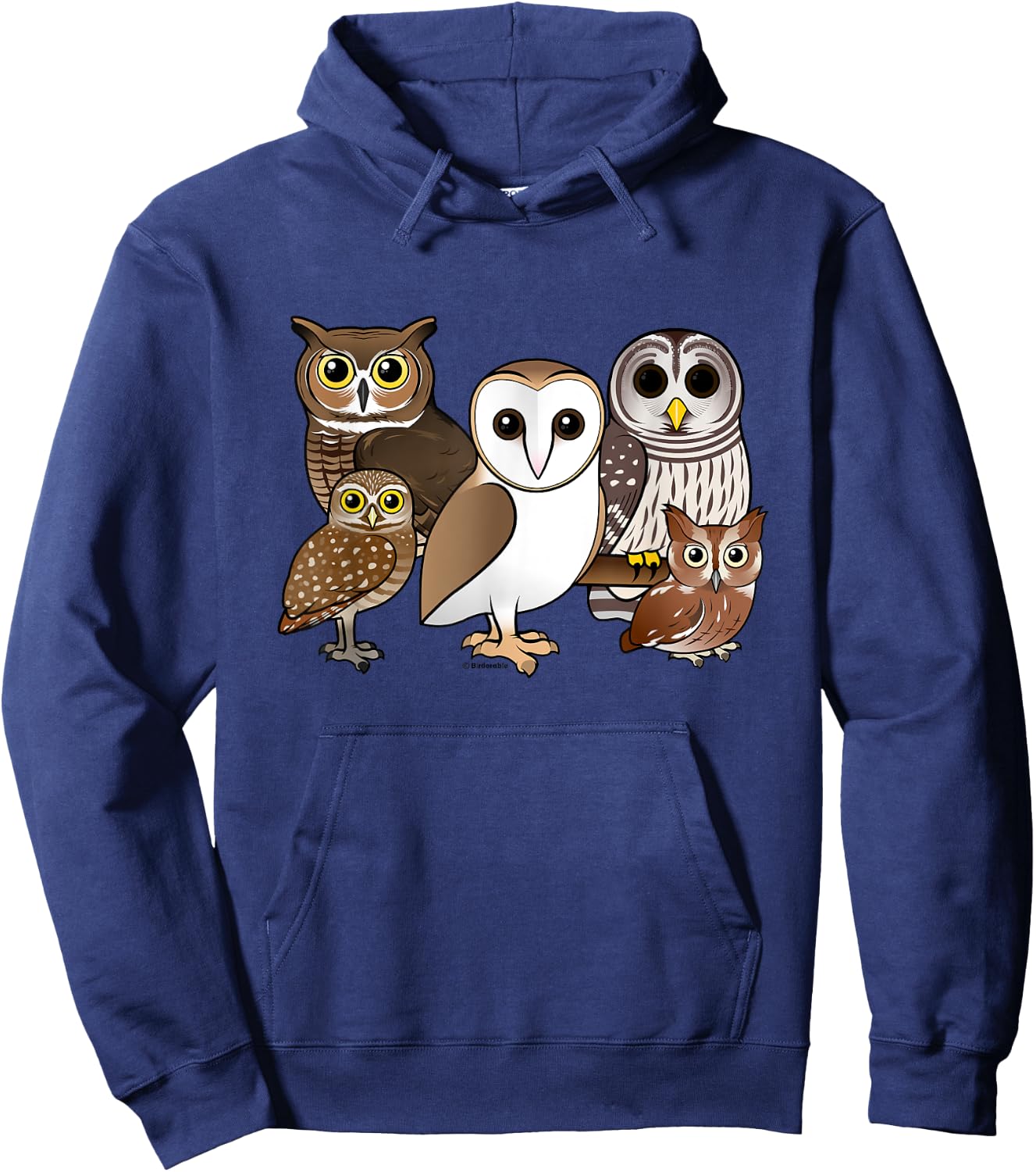 Five Different Birdorable Cartoon Owls | North America Owls Hoodie - Hoodie | Navy