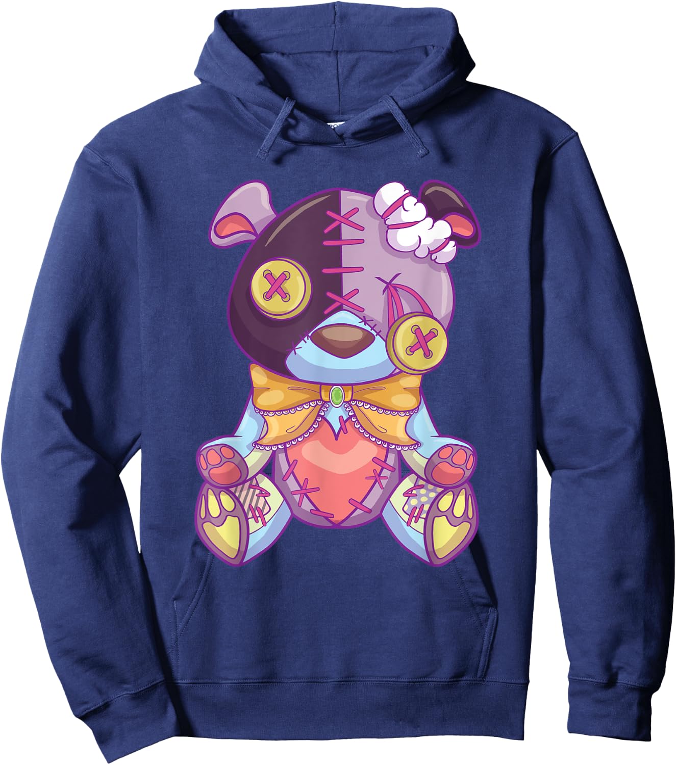 Pastel Goth Teddy Bear Japanese Anime Kawaii Menhera Hoodie - Hoodie | Navy