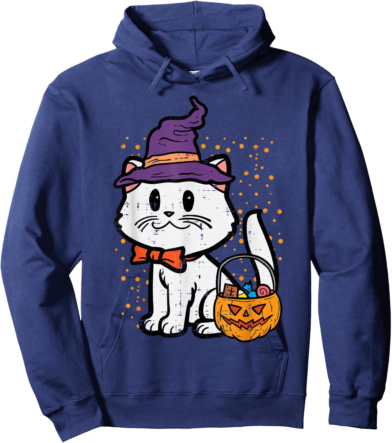 Halloween Witch Cat Trick Or Treat Kitten Costume Girls Kids Hoodie - Hoodie | Navy