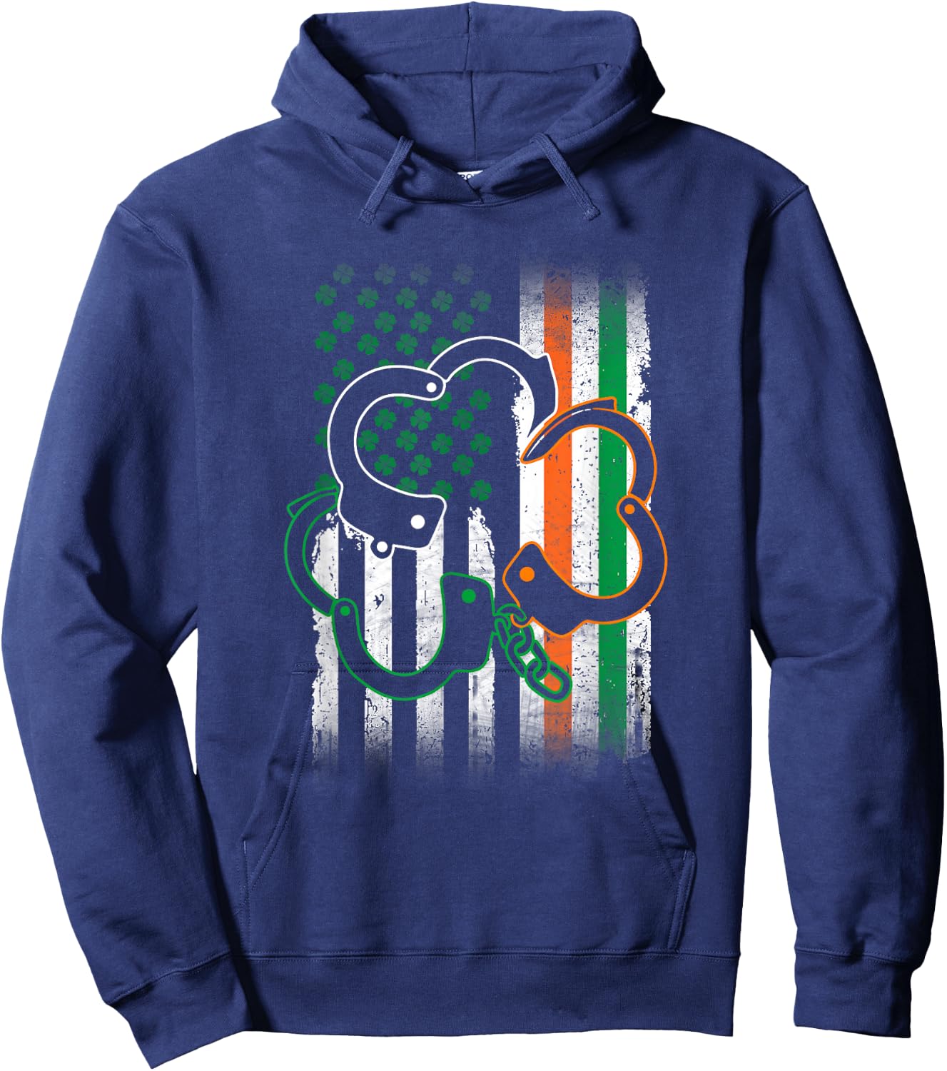 Irish Handcuffs St Patrick's Day Police American Flag Gift Hoodie - Hoodie | Navy