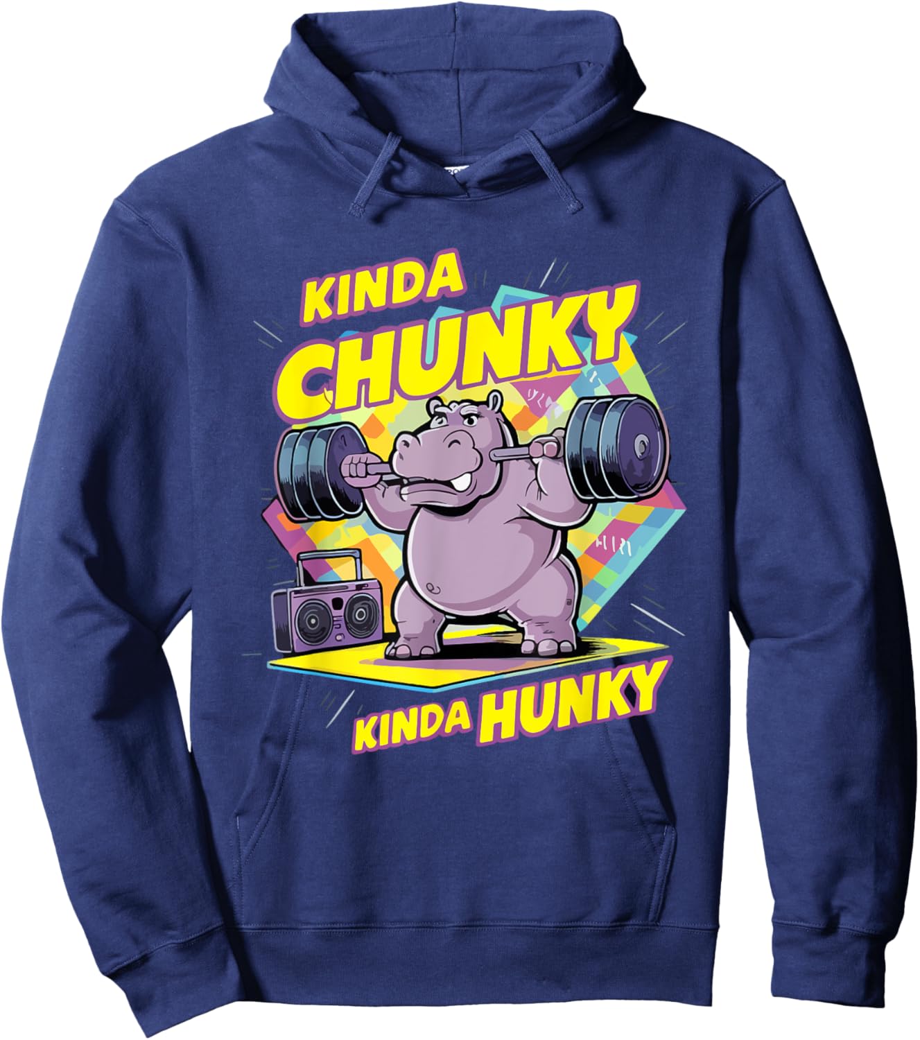 Bodybuilding Gym Kinda Chunky Kinda Hunky Weightlifter Funny Hoodie - Hoodie | Navy