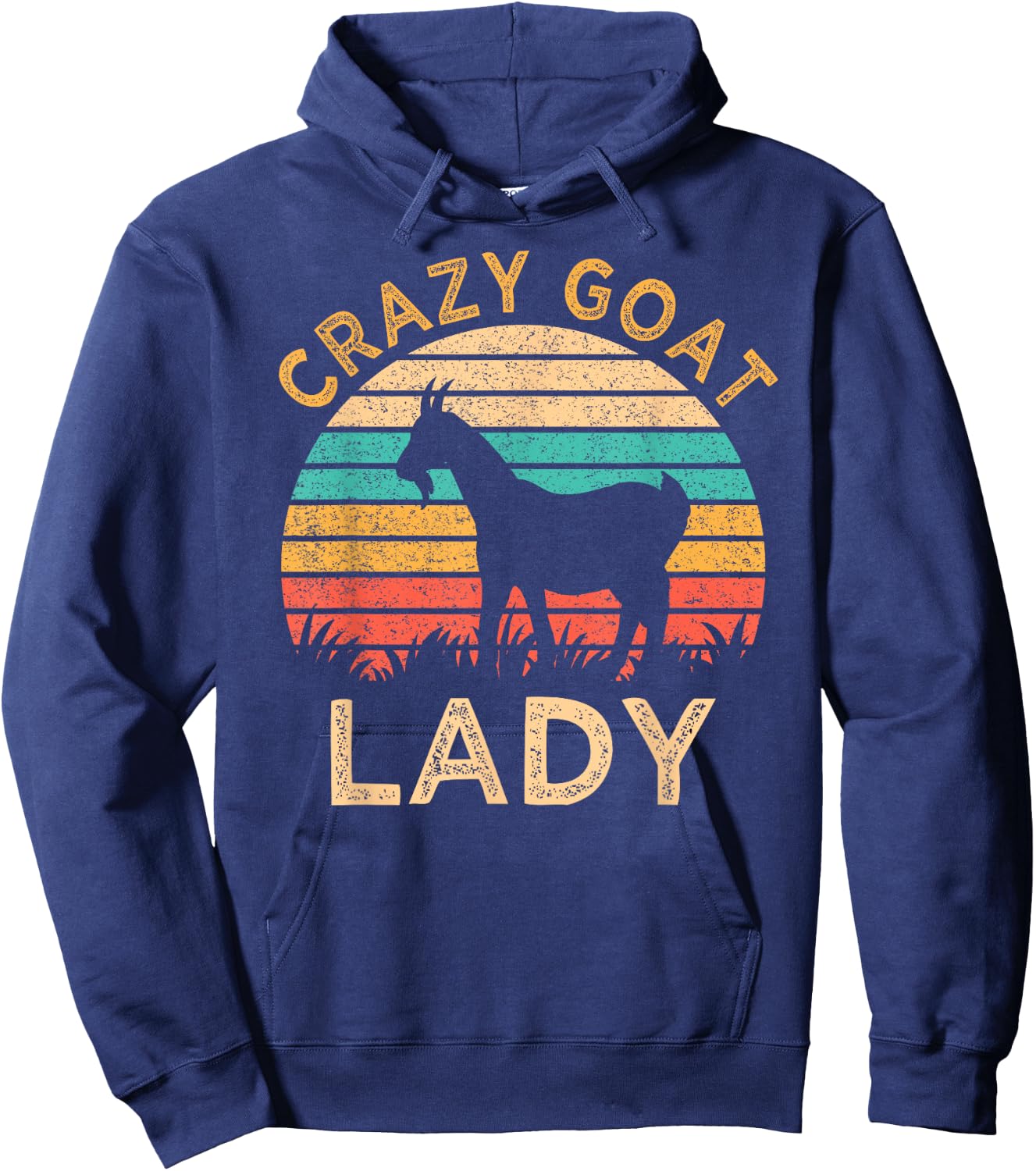 Vintage Crazy Goat Lady Funny Goats lover Farmer Gift Hoodie - Hoodie | Navy