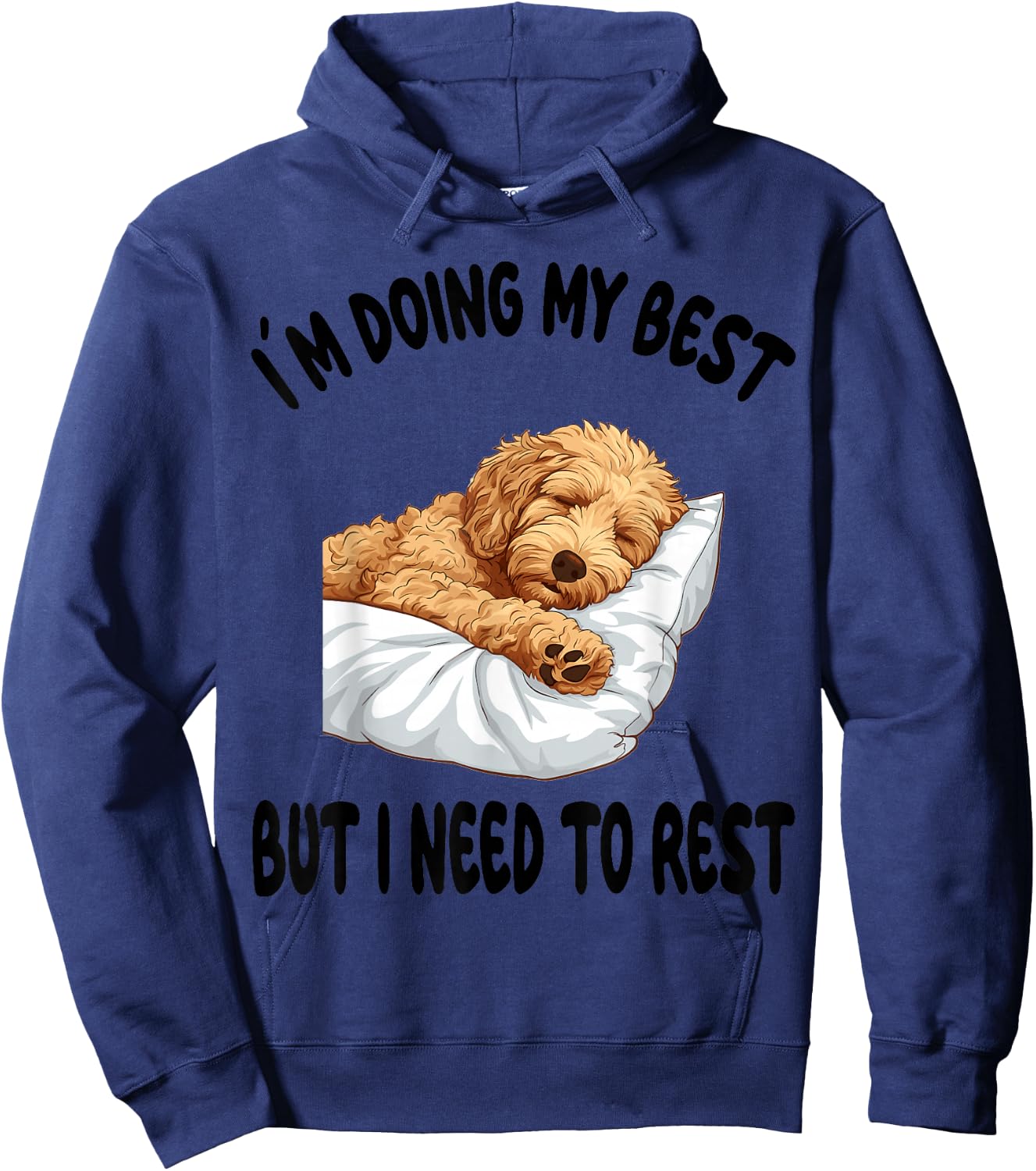 Goldendoodle Dog Pet Pajamas Nightgown Sleeping Napping Hoodie - Hoodie | Navy