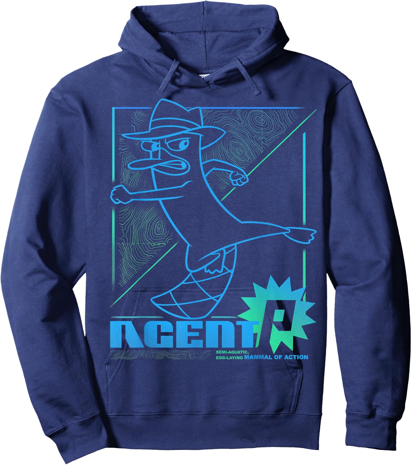 Disney Phineas and Ferb Mammal of Action Line Art Hoodie - Hoodie | Navy