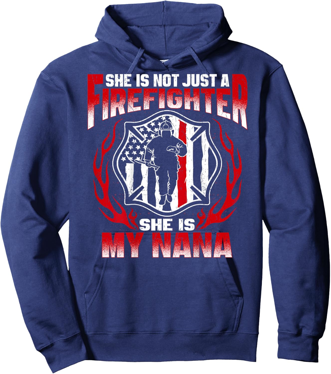 My Nana Is A Firefighter Hero Fire Granddaughter Grandson Hoodie - Hoodie | Navy