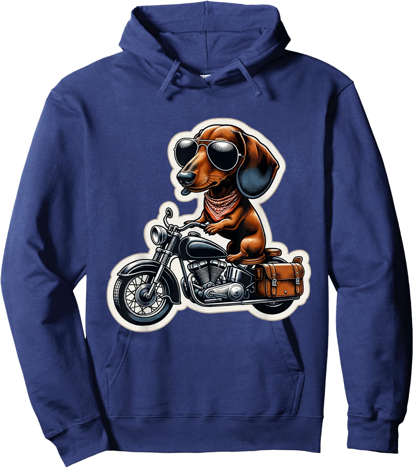 Funny Dachshund Wiener Dog Riding Motorcycle Bike Biker Dogs Hoodie - Hoodie | Navy
