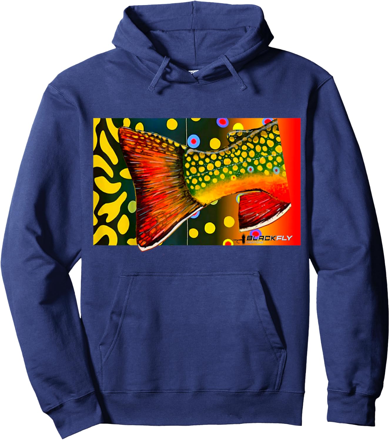 Custom Brook Trout Fly Fishing Shirts & by Black Fly Hoodie - Hoodie | Navy