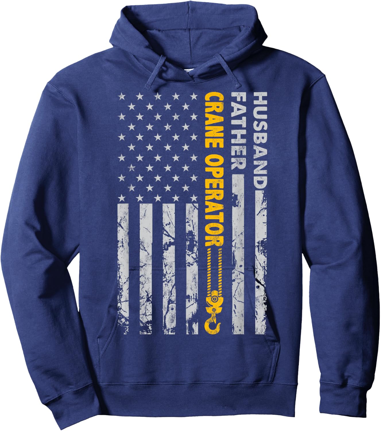 Husband Father Crane Operator USA Flag Hoodie - Hoodie | Navy