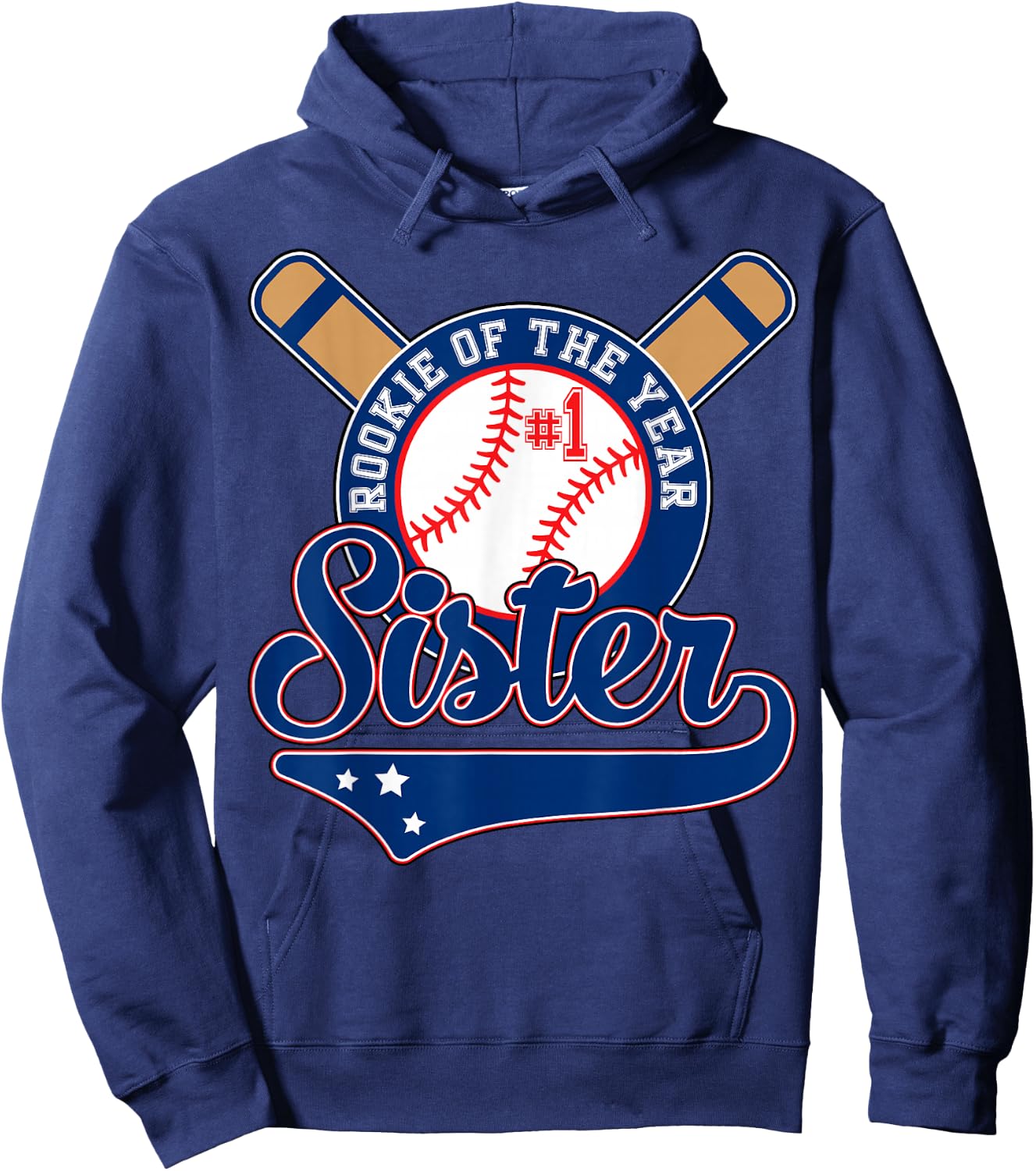 Sister of Rookie 1st Birthday Baseball Theme Matching Party Hoodie - Hoodie | Navy