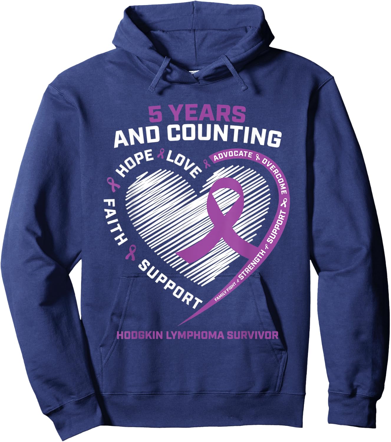 5 Years Cancer Free Gifts Women Hodgkin's Lymphoma Survivor Hoodie - Hoodie | Navy