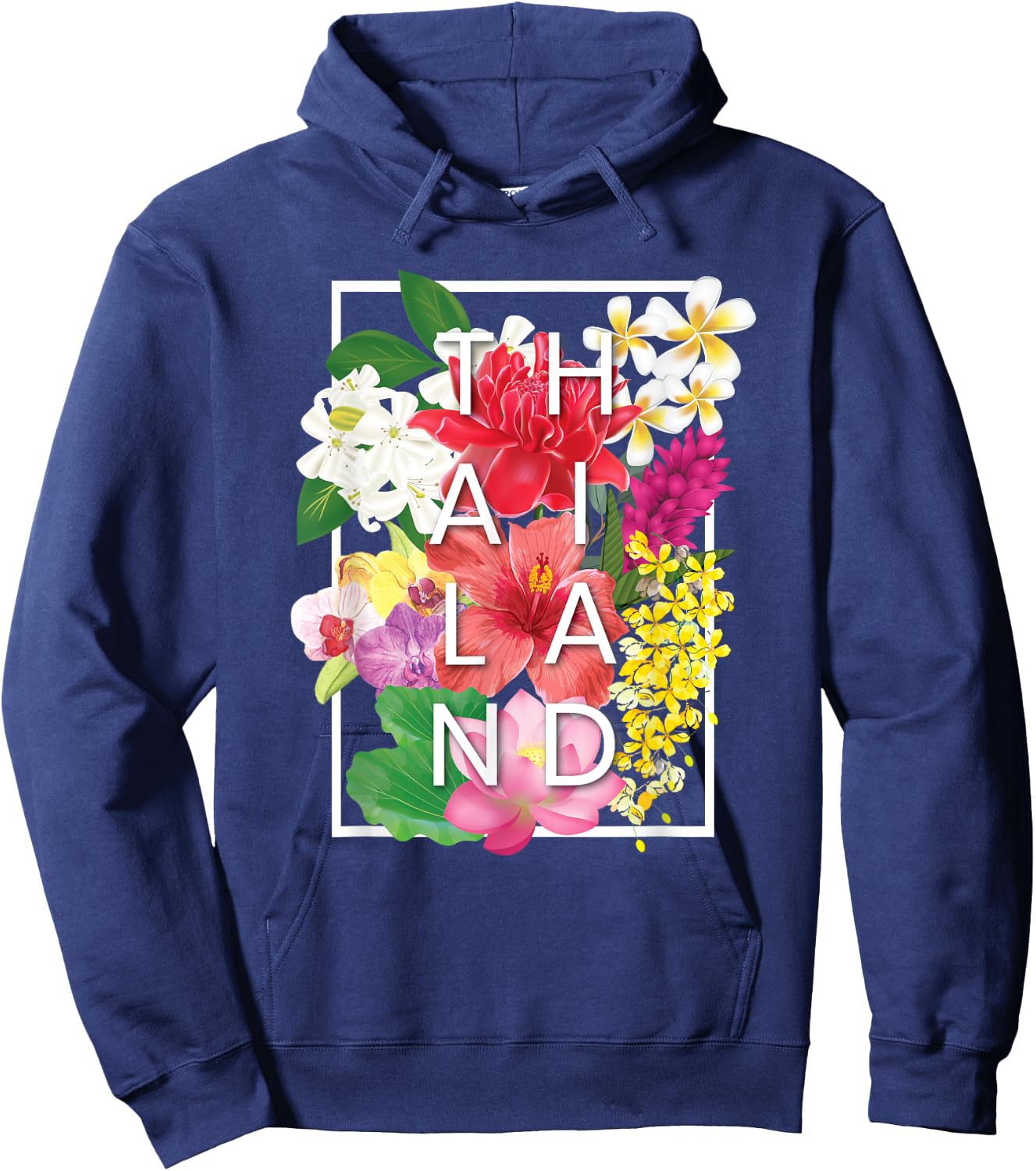 Flowers of Thailand Word Art - Thai Pride Hoodie - Hoodie | Navy