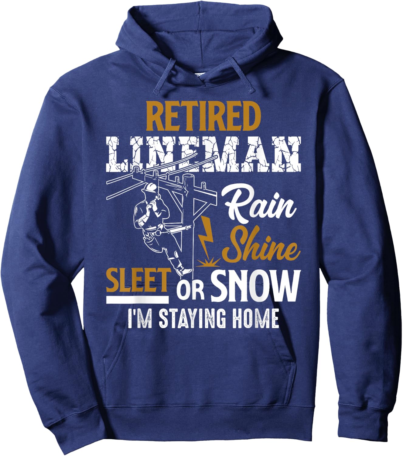 Retired Lineman Man Woman Shirt Funny Retirement Gift Hoodie - Hoodie | Navy