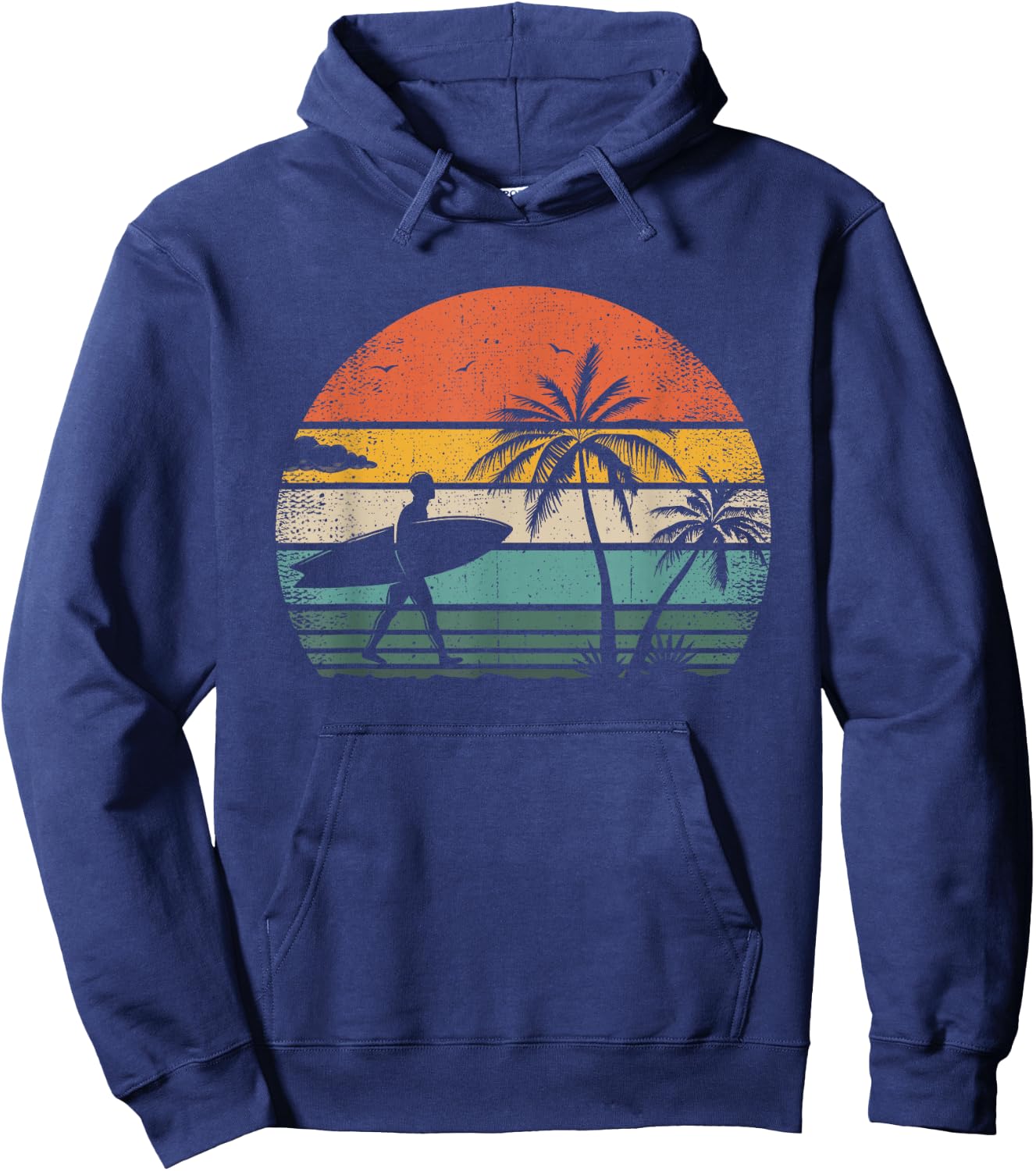 Vintage Surfing Retro Surf Style Palm Tree For Surfers Hoodie - Hoodie | Navy