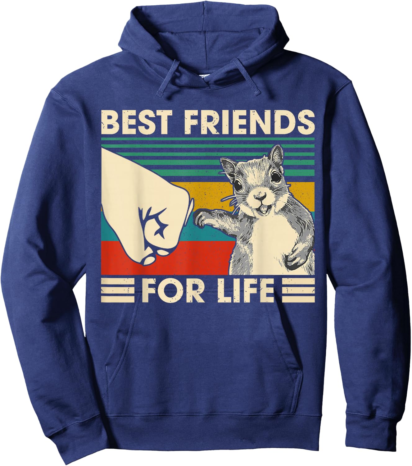 Retro Vintage Squirrel Best Friend for Life Fist Bump Small Hoodie - Hoodie | Navy