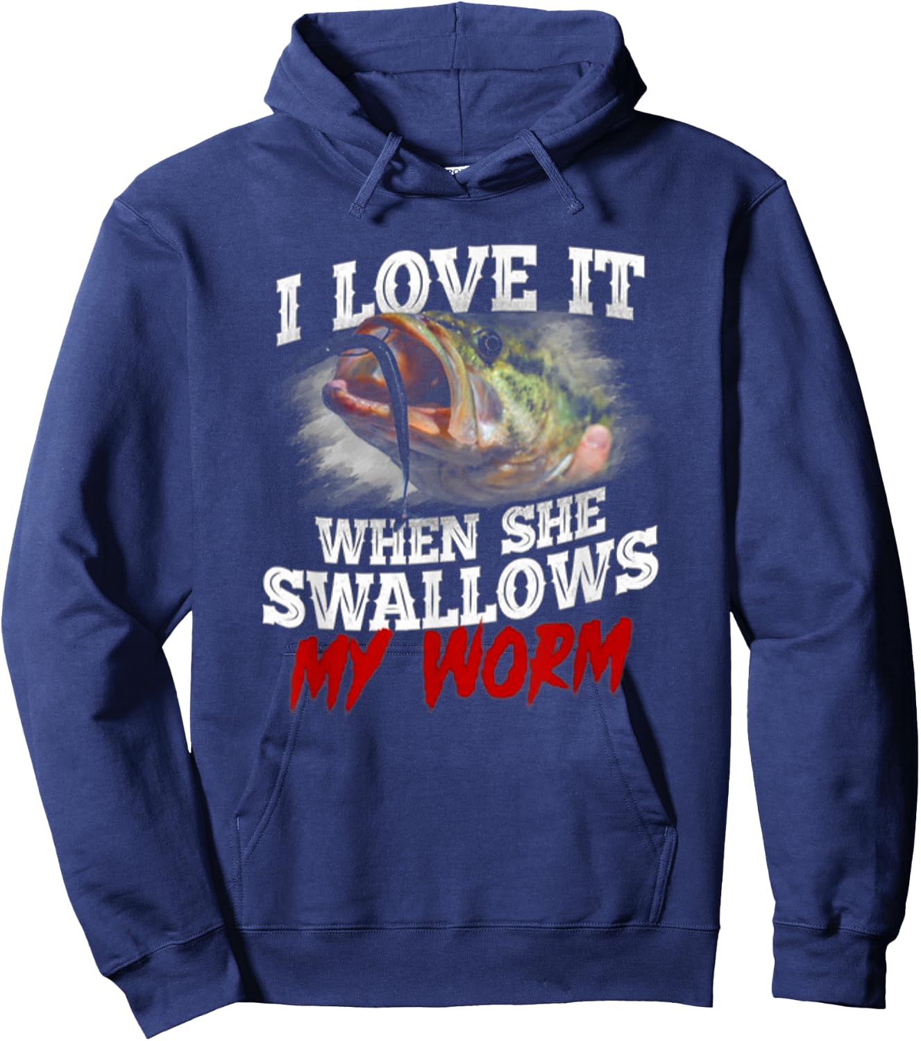 I Love It When She Swallows My Worm - Fisher Lover Hoodie - Hoodie | Navy