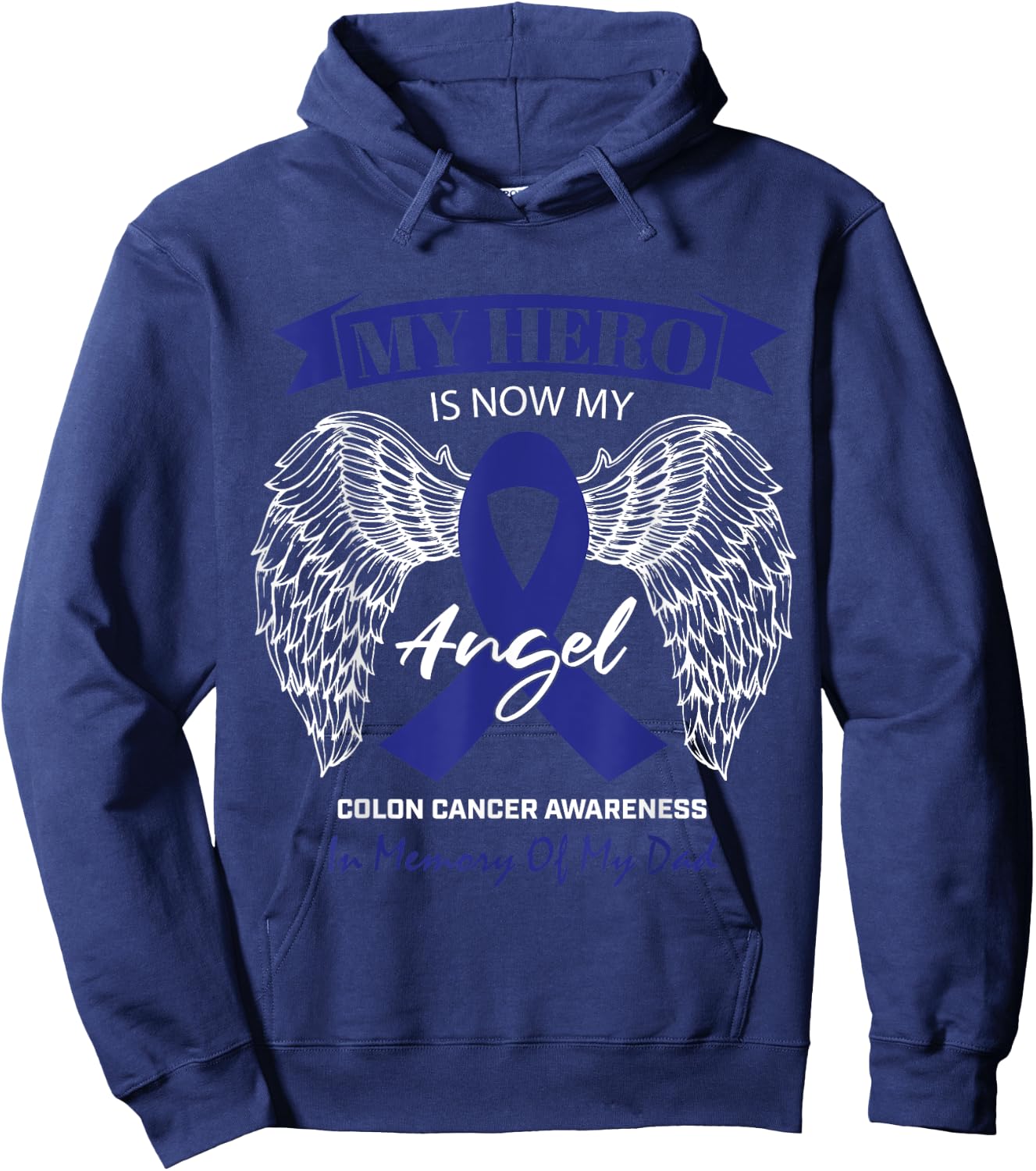 Products Angel In Memory Of My Dad Colon Cancer Awareness Hoodie - Hoodie | Navy