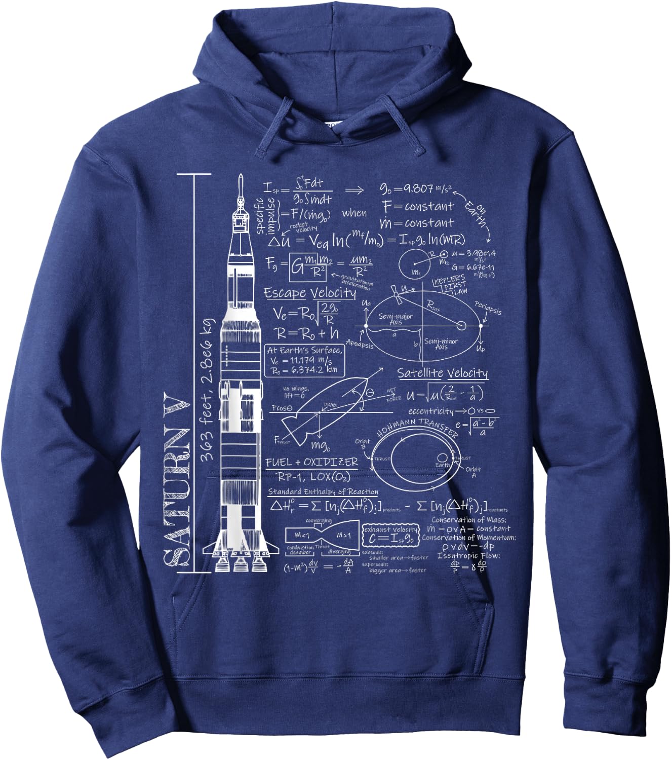 Saturn V Saturn 5 Rocket Science Equations Hoodie - Hoodie | Navy
