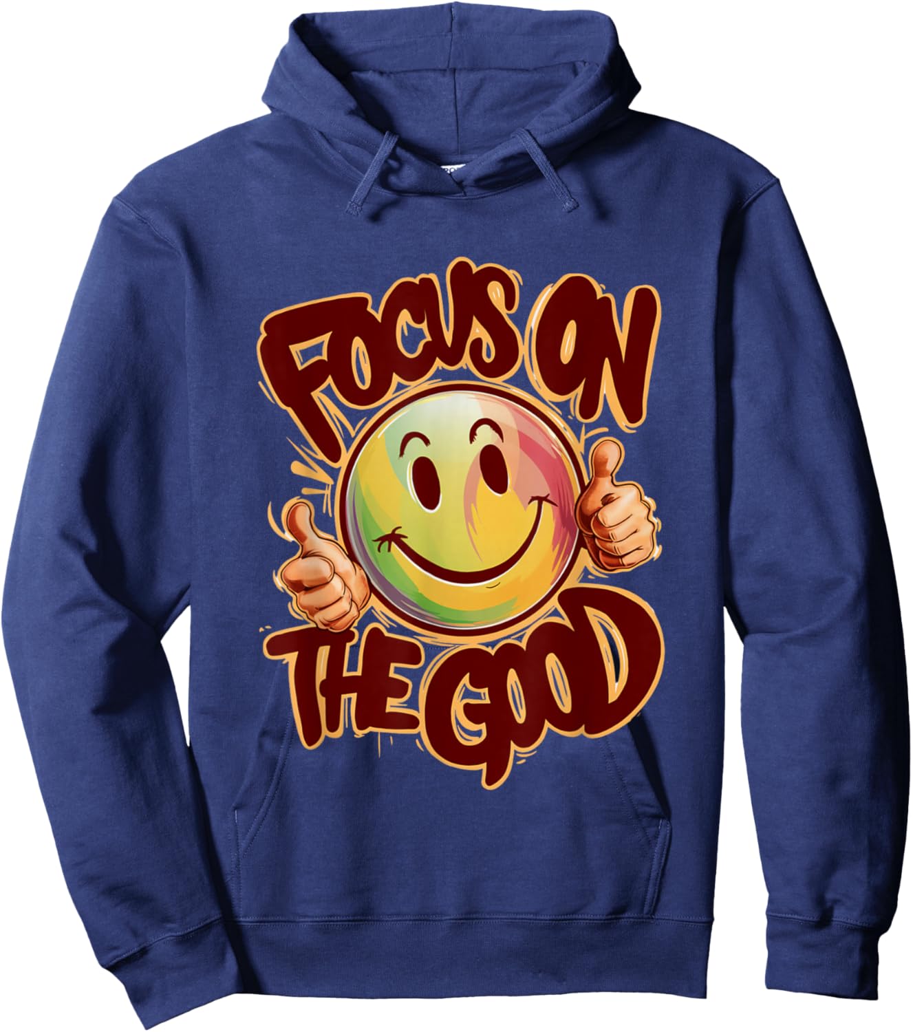 Focus on the Good Positive Message of a Inspirational smile Hoodie - Hoodie | Navy