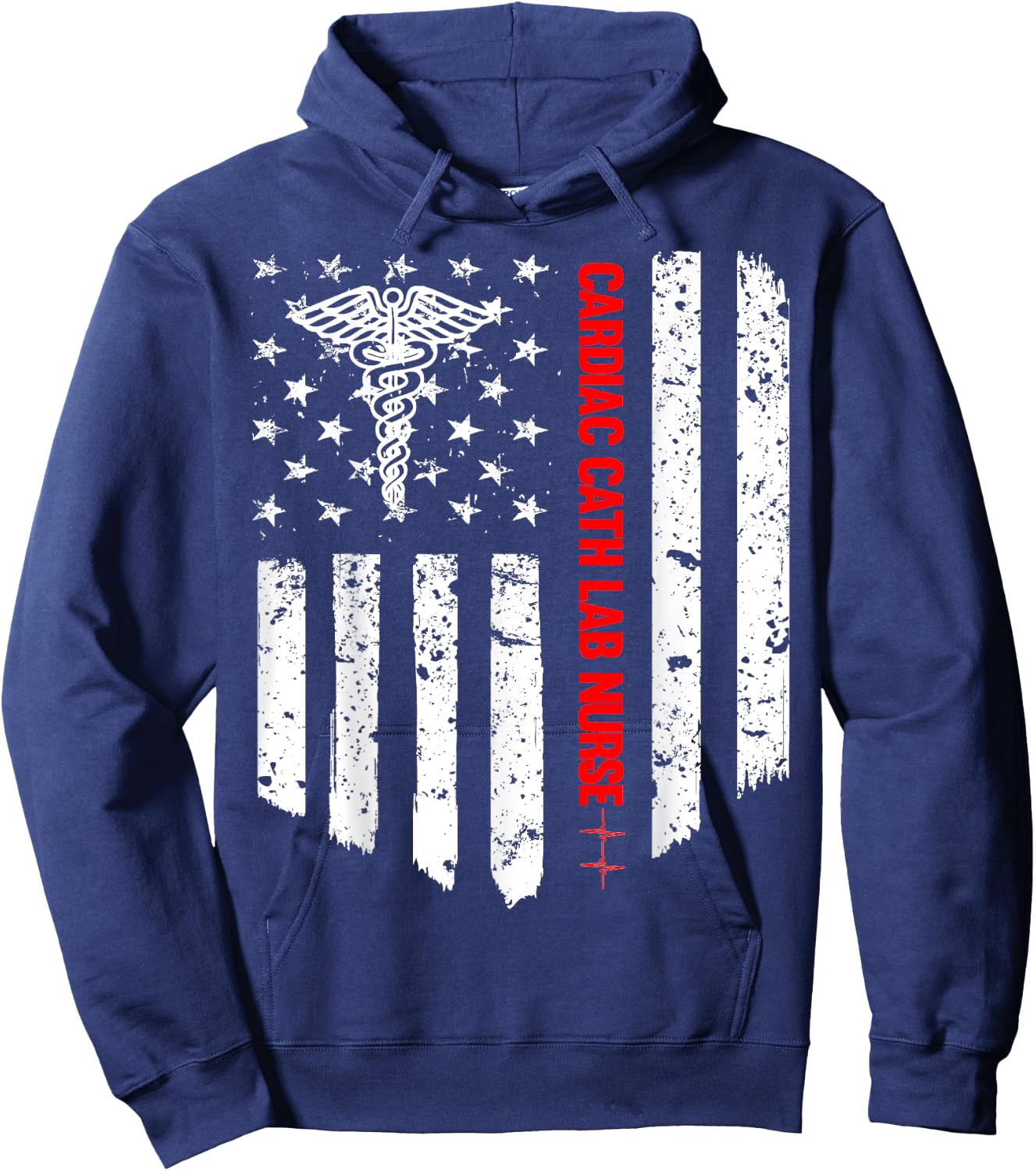 Cardiac Cath Lab Nurse American Flag Registered Nurse Gift Hoodie - Hoodie | Navy