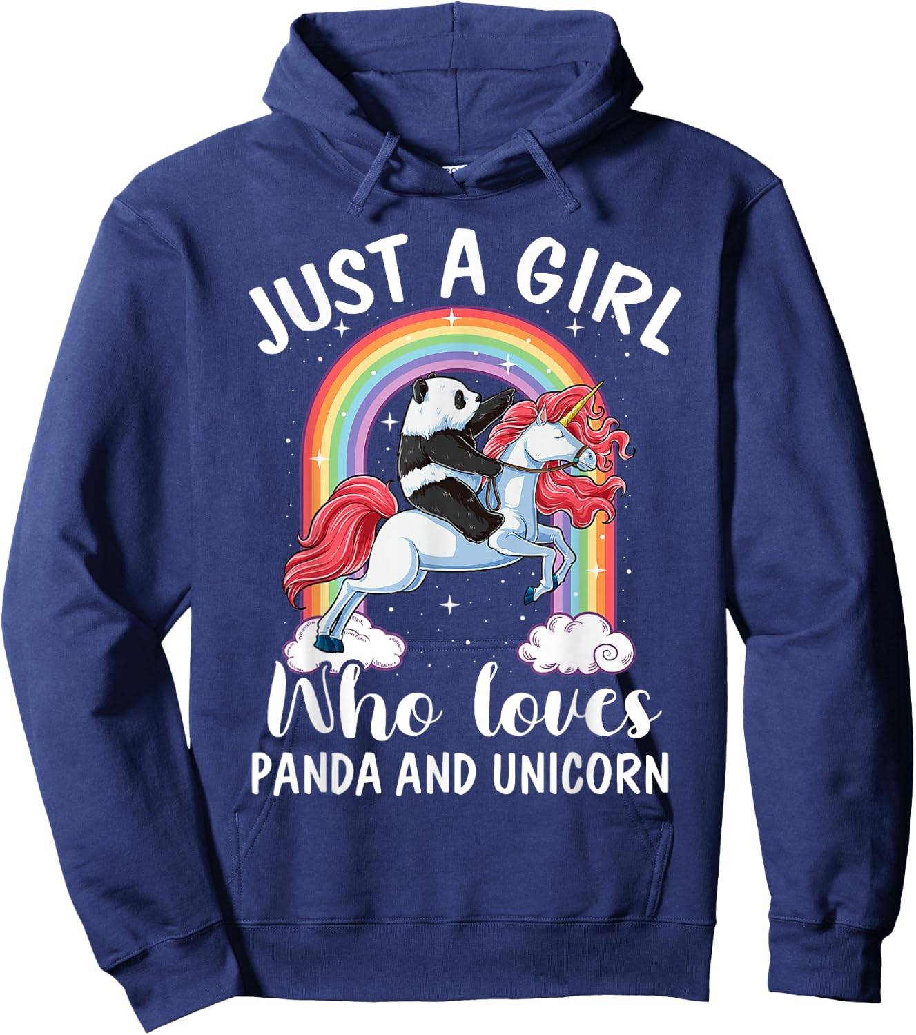 Just A Girl Who Loves Pandas And Unicorns Panda Ride Unicorn Hoodie - Hoodie | Navy
