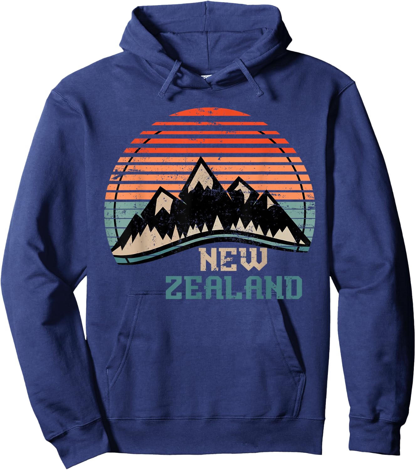 Retro Mountains New Zealand Hoodie - Hoodie | Navy
