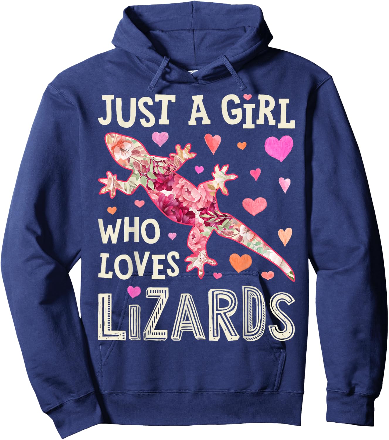 Lizard Just A Girl Who Loves Lizards Flower Women Floral Hoodie - Hoodie | Navy