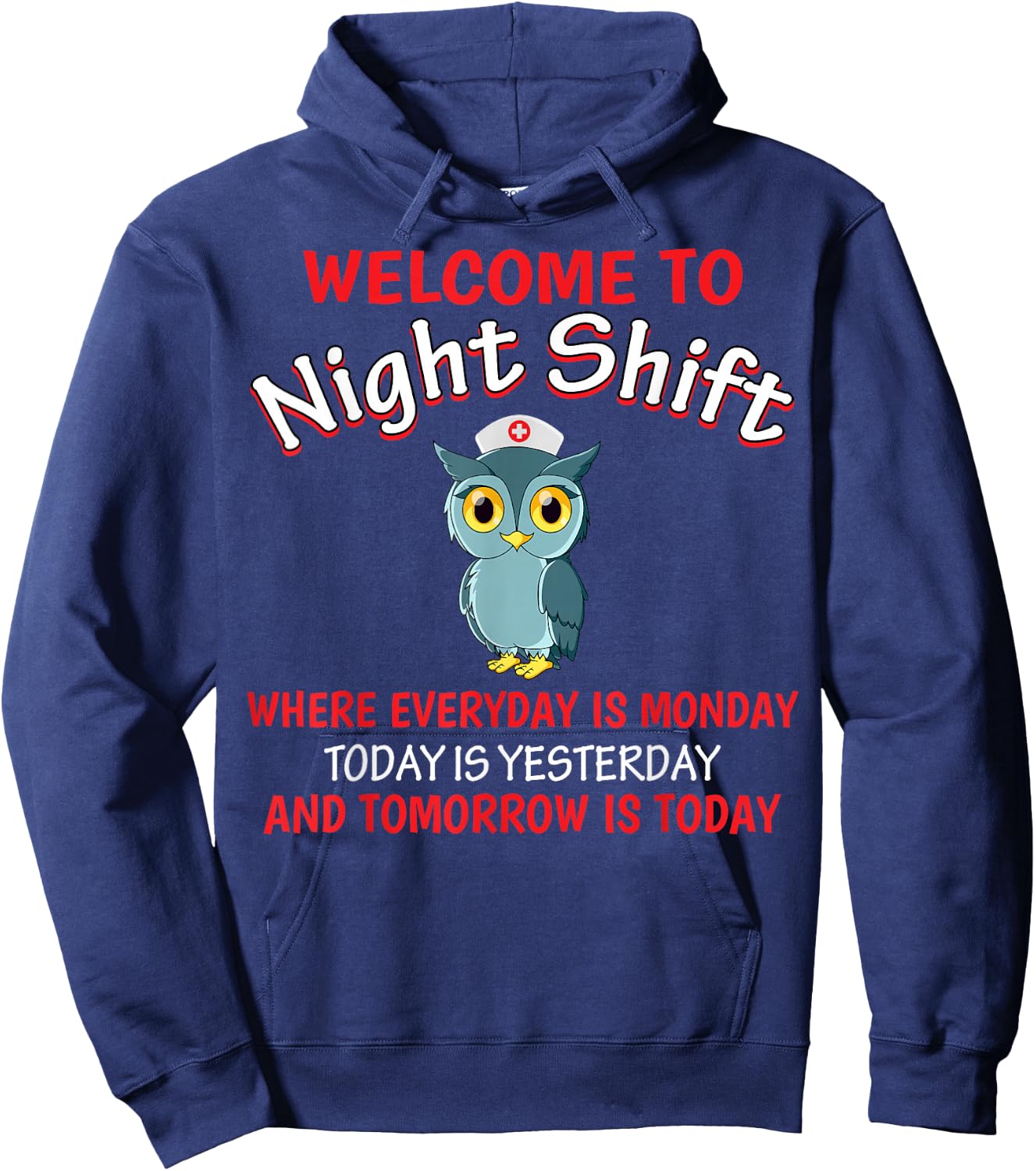 Night Shift Nurse Owls Funny Nursing RN LPN CNA Women Hoodie - Hoodie | Navy