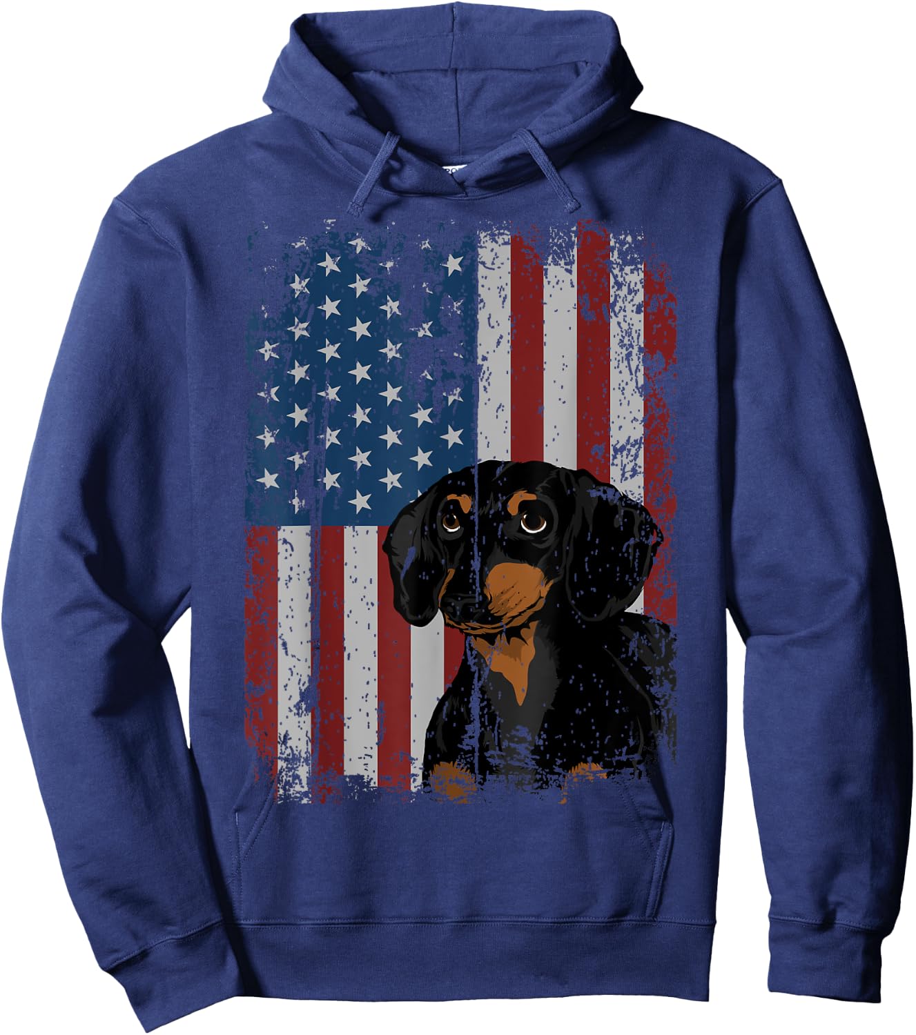 Dachshund American Flag Patriotic Dachshund Owner Gift Hoodie - Hoodie | Navy