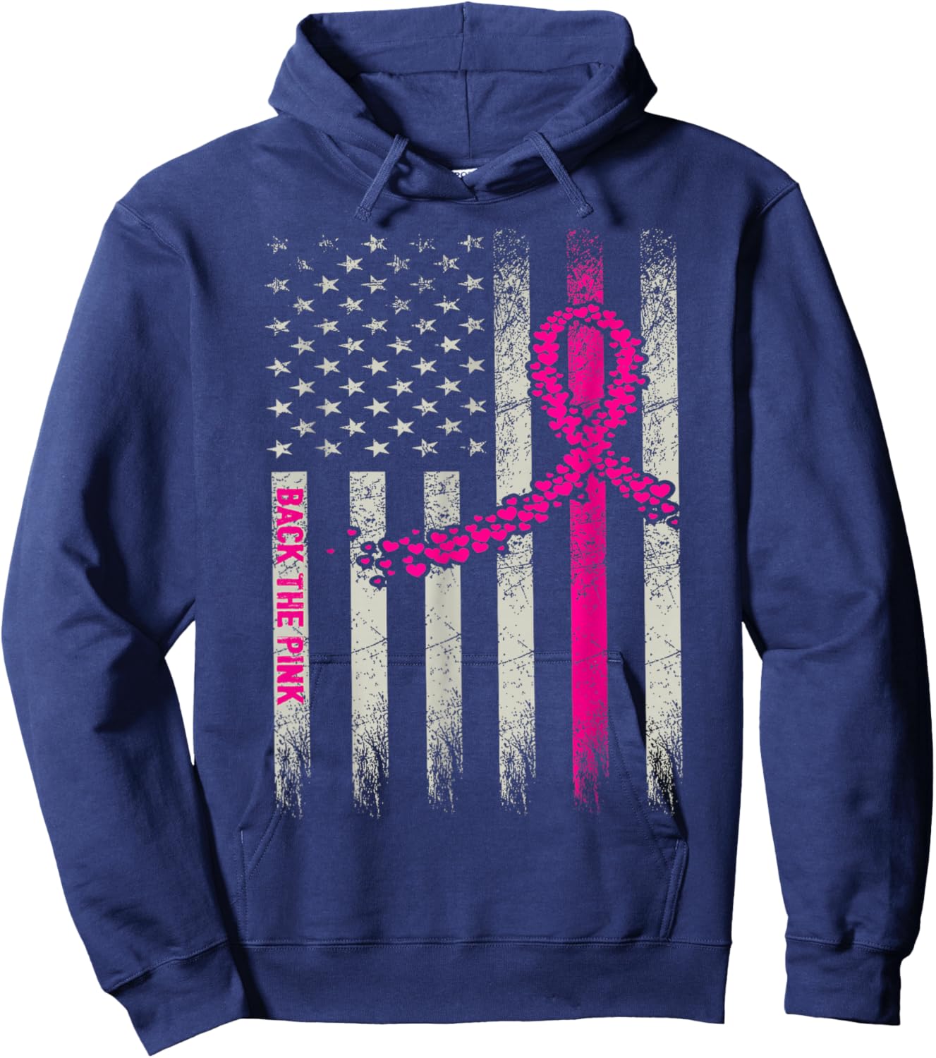 Back The Pink Breast Cancer Awareness Flag Toddler Women Men Hoodie - Hoodie | Navy