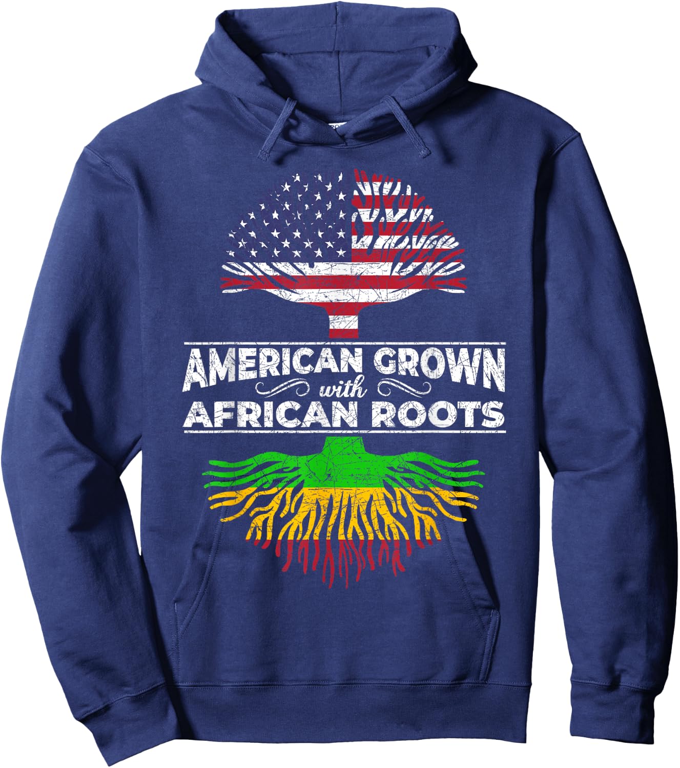 US Flag Pride African American Heritage Black History Month Hoodie - Hoodie | Navy