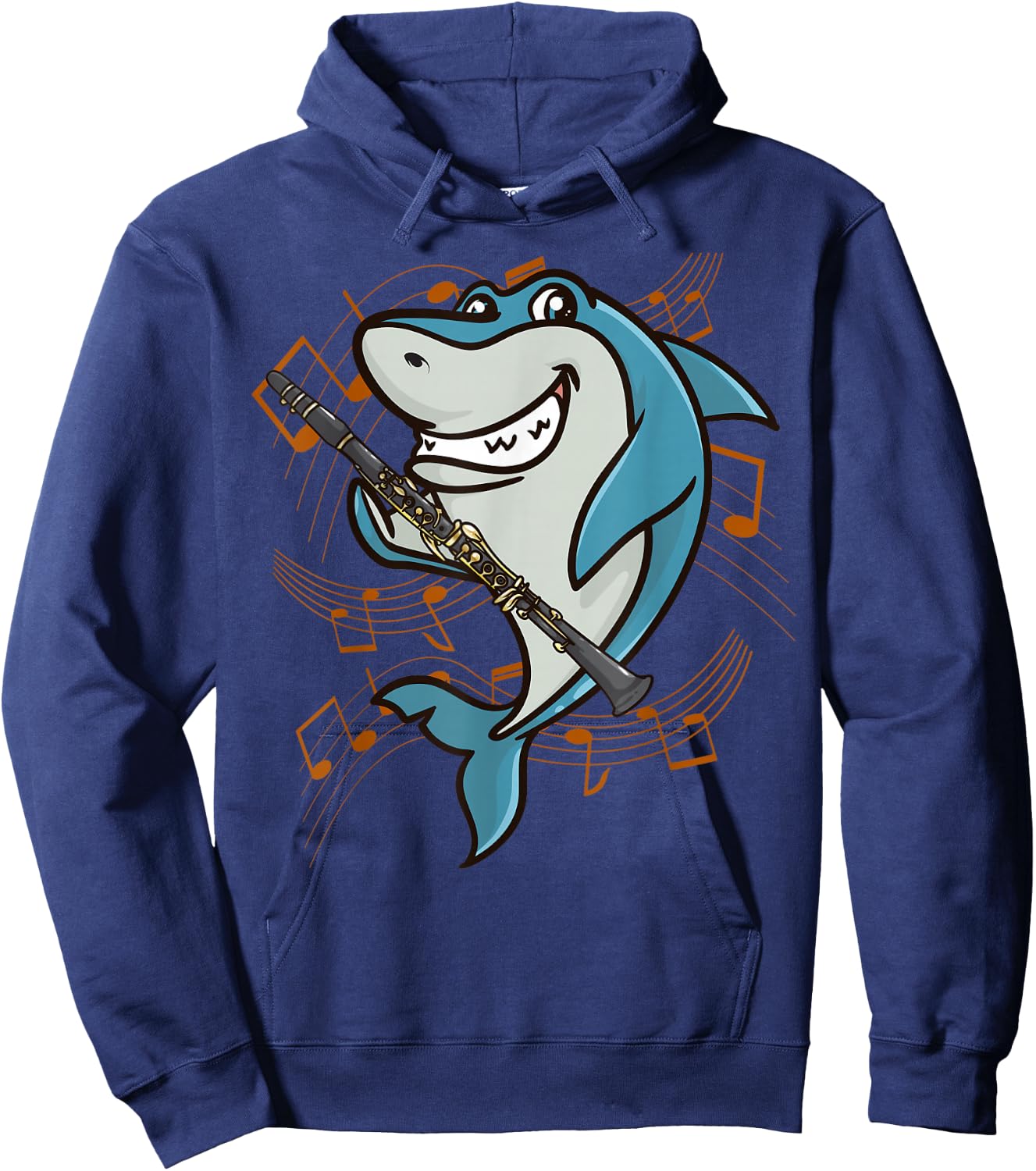 Shark Clarinet Player Play Clarinet In Band Hoodie - Hoodie | Navy
