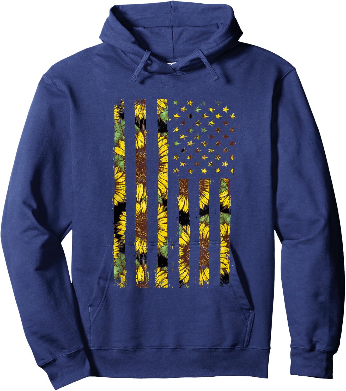 Sunflower Flag Patriotic Yellow American Flag Small Hoodie - Hoodie | Navy