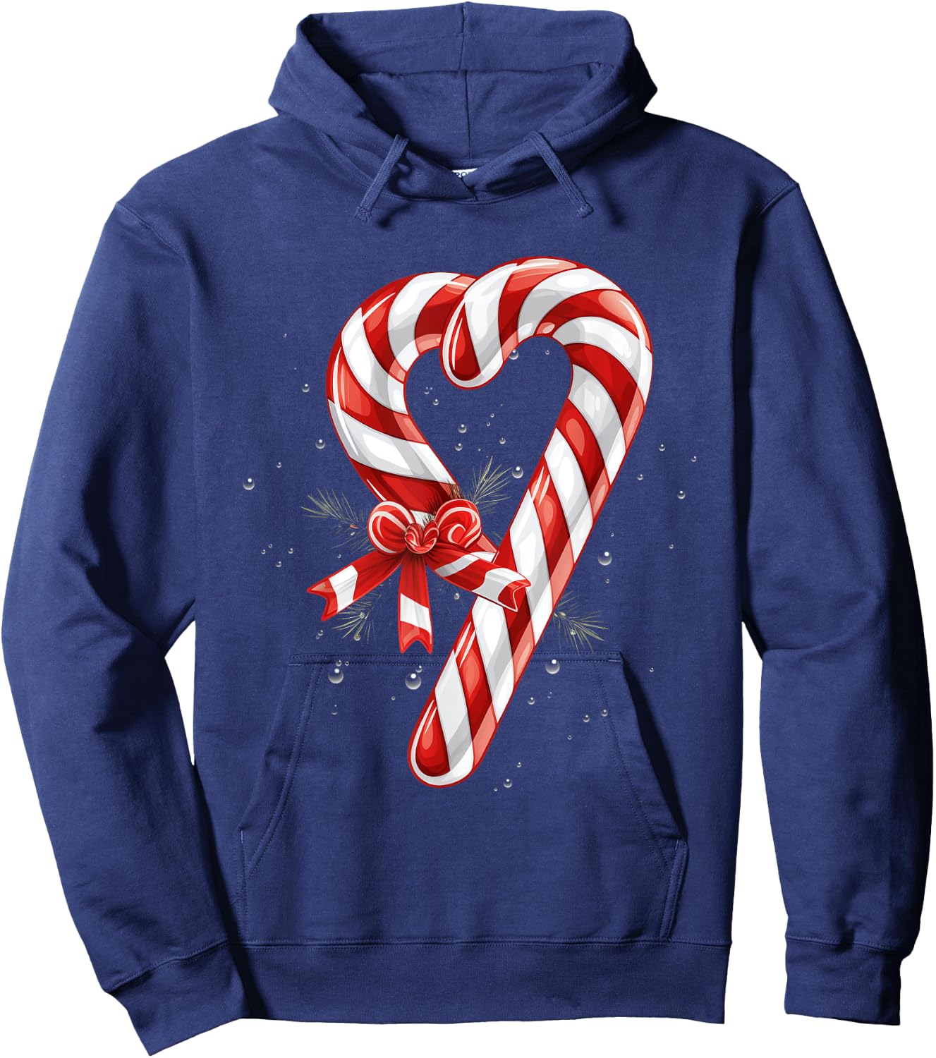 Giant Candy Cane Heart Christmas Gifts Red and White Candy Hoodie - Hoodie | Navy