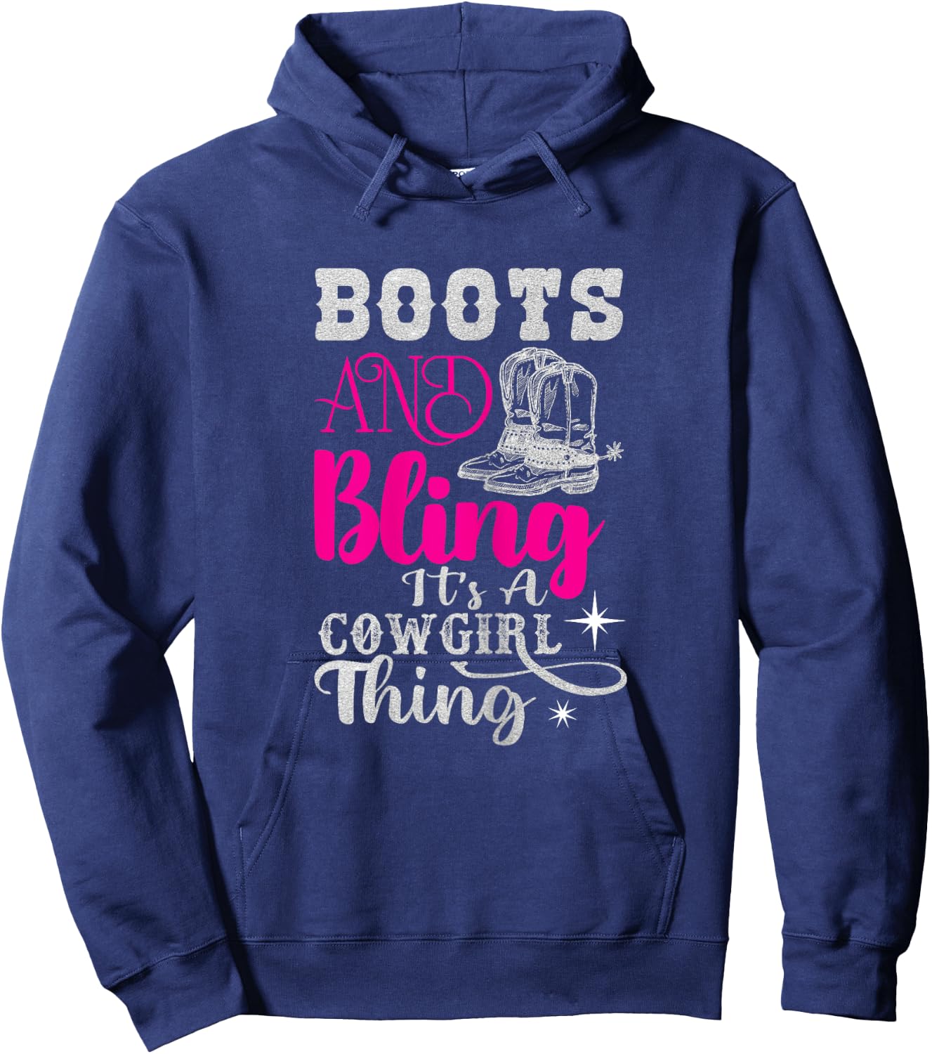 boots & bling it's a cowgirl thing Western Hoodie - Hoodie | Navy