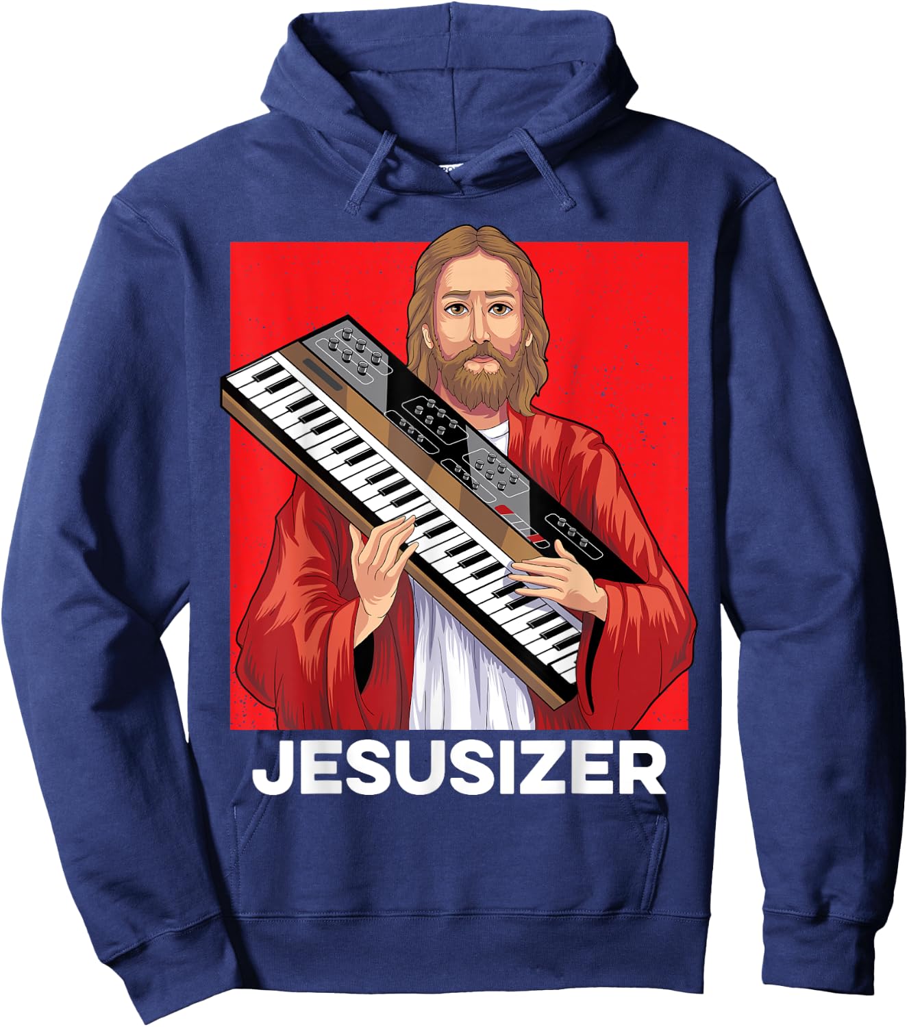 Jesusizer Holy Synthesizer Analog Jesus Synth Music Nerd Hoodie - Hoodie | Navy