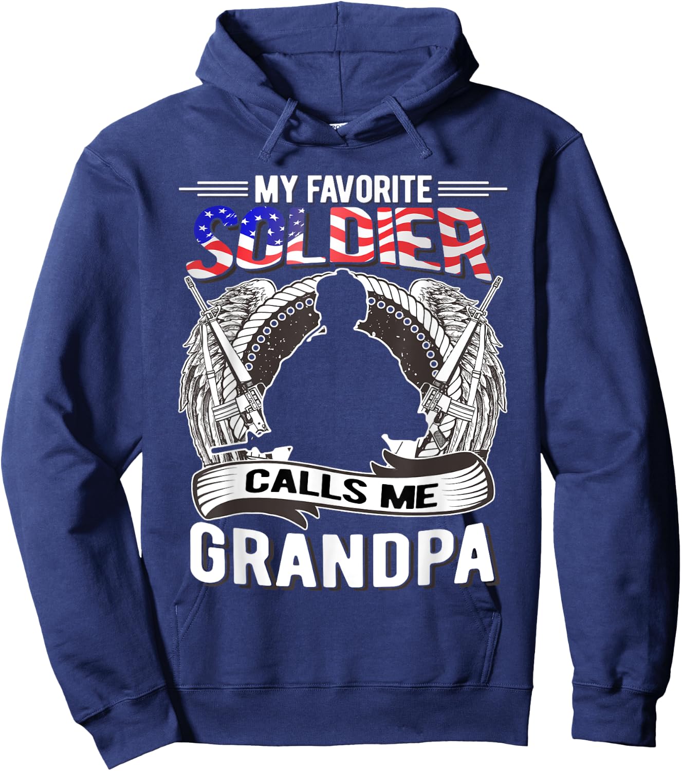 My Favorite Soldier Calls Me Grandpa Proud Army Grandfather Hoodie - Hoodie | Navy