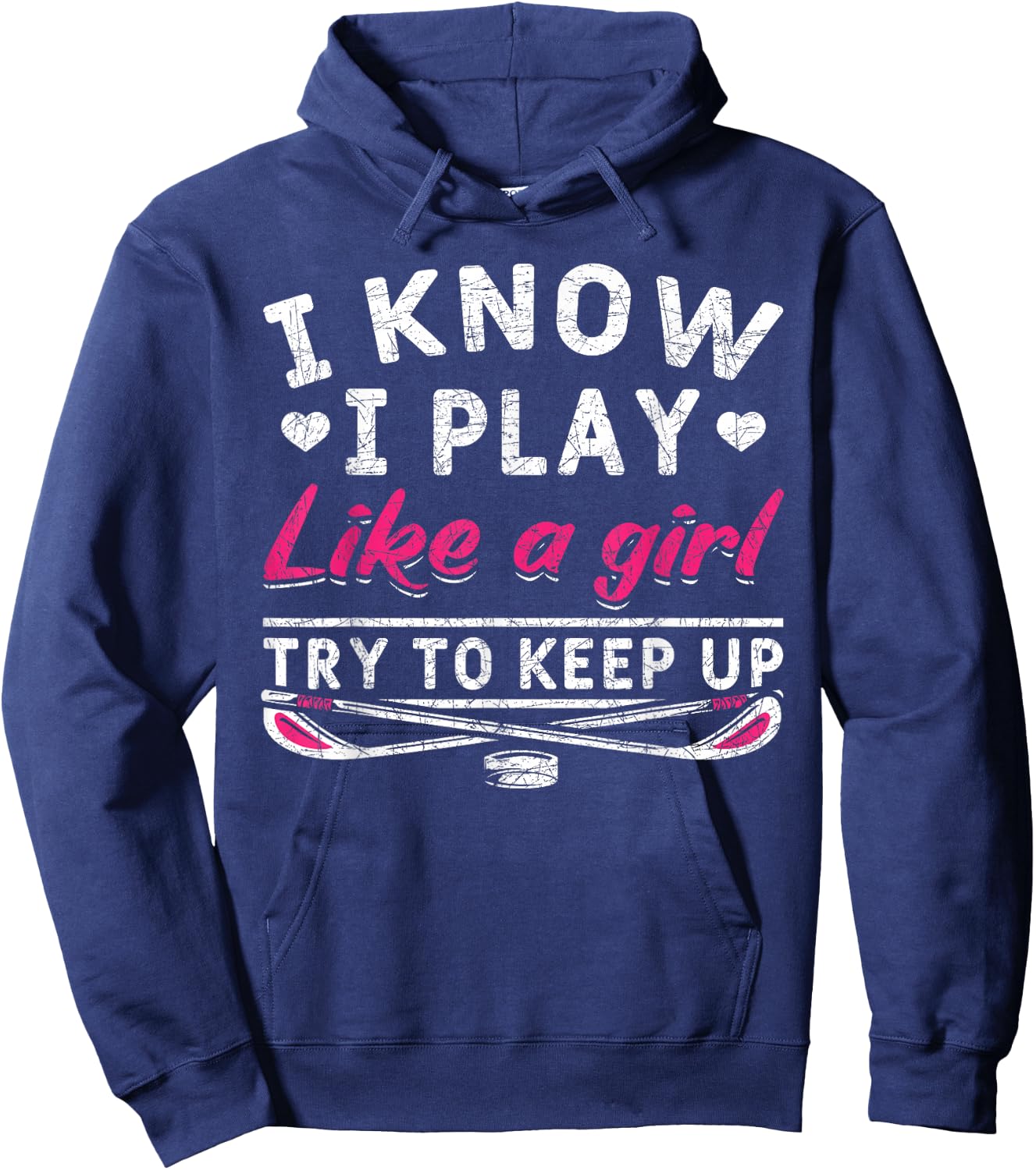 Hockey Player Women Girls Kids Gift Funny Ice Hockey Hoodie - Hoodie | Navy