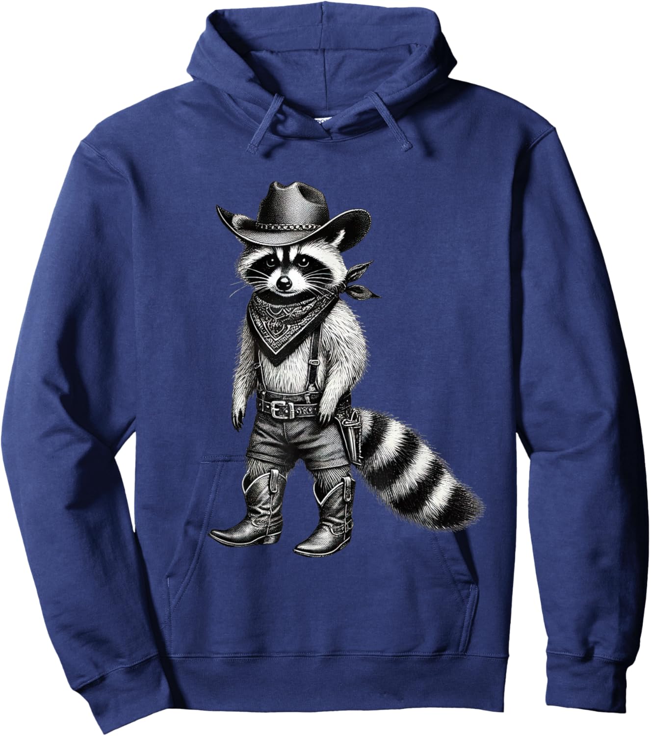 Vintage Raccoon Cowboy Funny Trash Cat Panda Western Country Hoodie - Hoodie | Navy