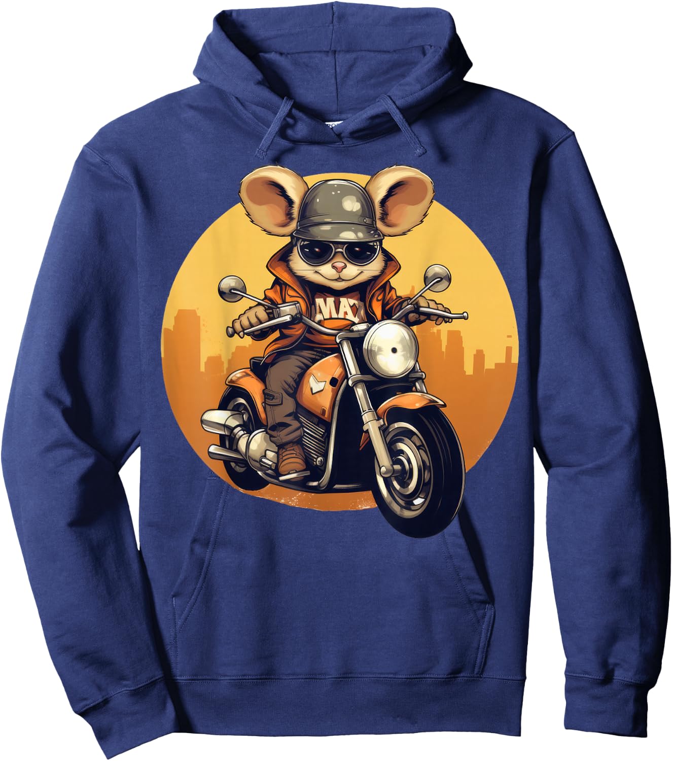 Cool Mouse on the Motorcycle Hoodie - Hoodie | Navy