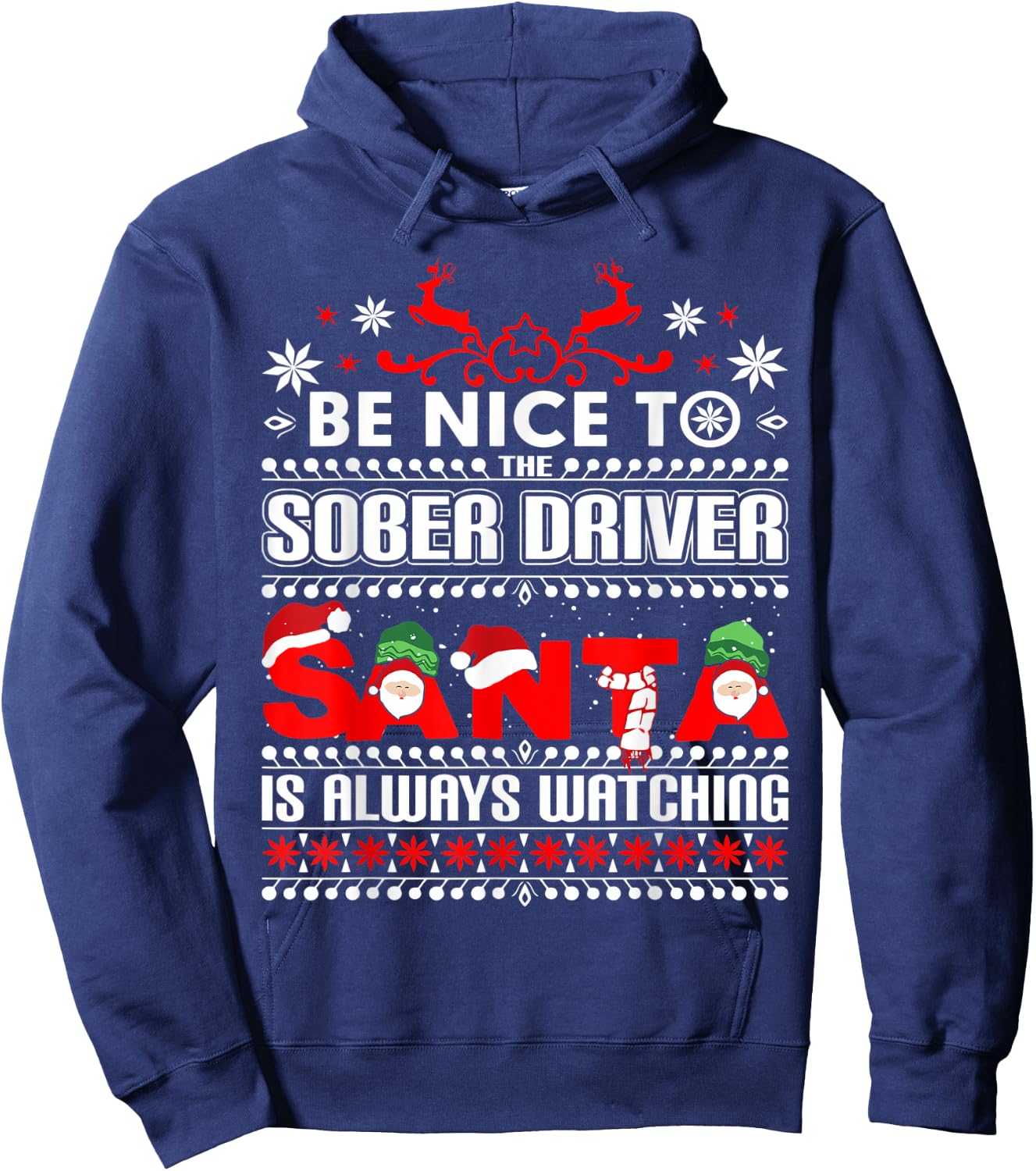 Festive Designated Driver Gift Ugly Christmas Sober Driving Hoodie - Hoodie | Navy