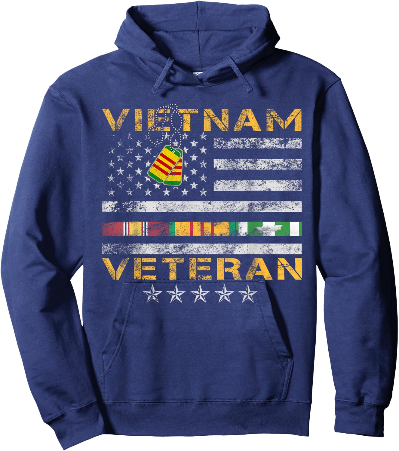 Proud Vietnam Veteran American Flag Shirt Vietnam War Vet Hoodie - Hoodie | Navy
