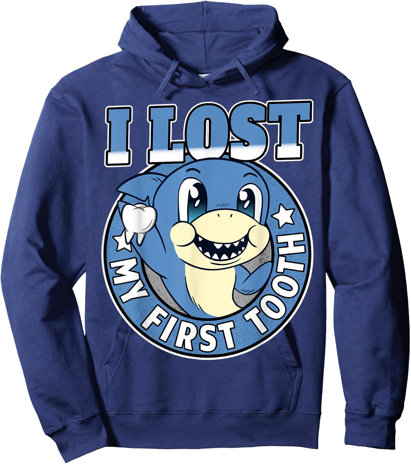 Tooth Fairy Teeth Out Boys Funny Shark I Lost My First Tooth Hoodie - Hoodie | Navy
