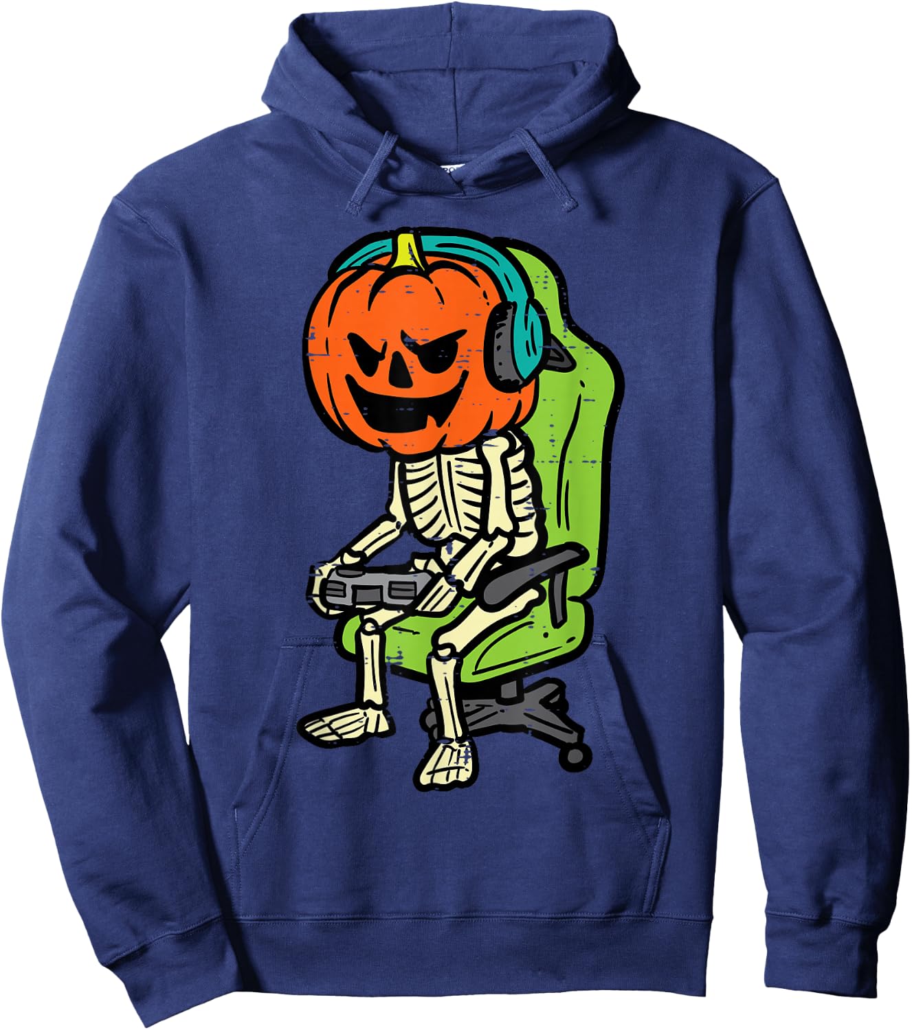 Halloween Gamer Skeleton Pumpkin Costume Men Boys Kids Teen Hoodie - Hoodie | Navy