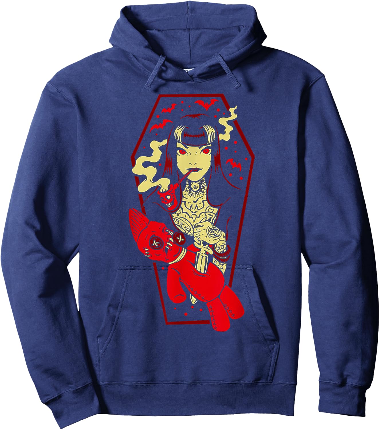 Horror Art - Voodoo Witch - Psychobilly Punk Art Hoodie - Hoodie | Navy