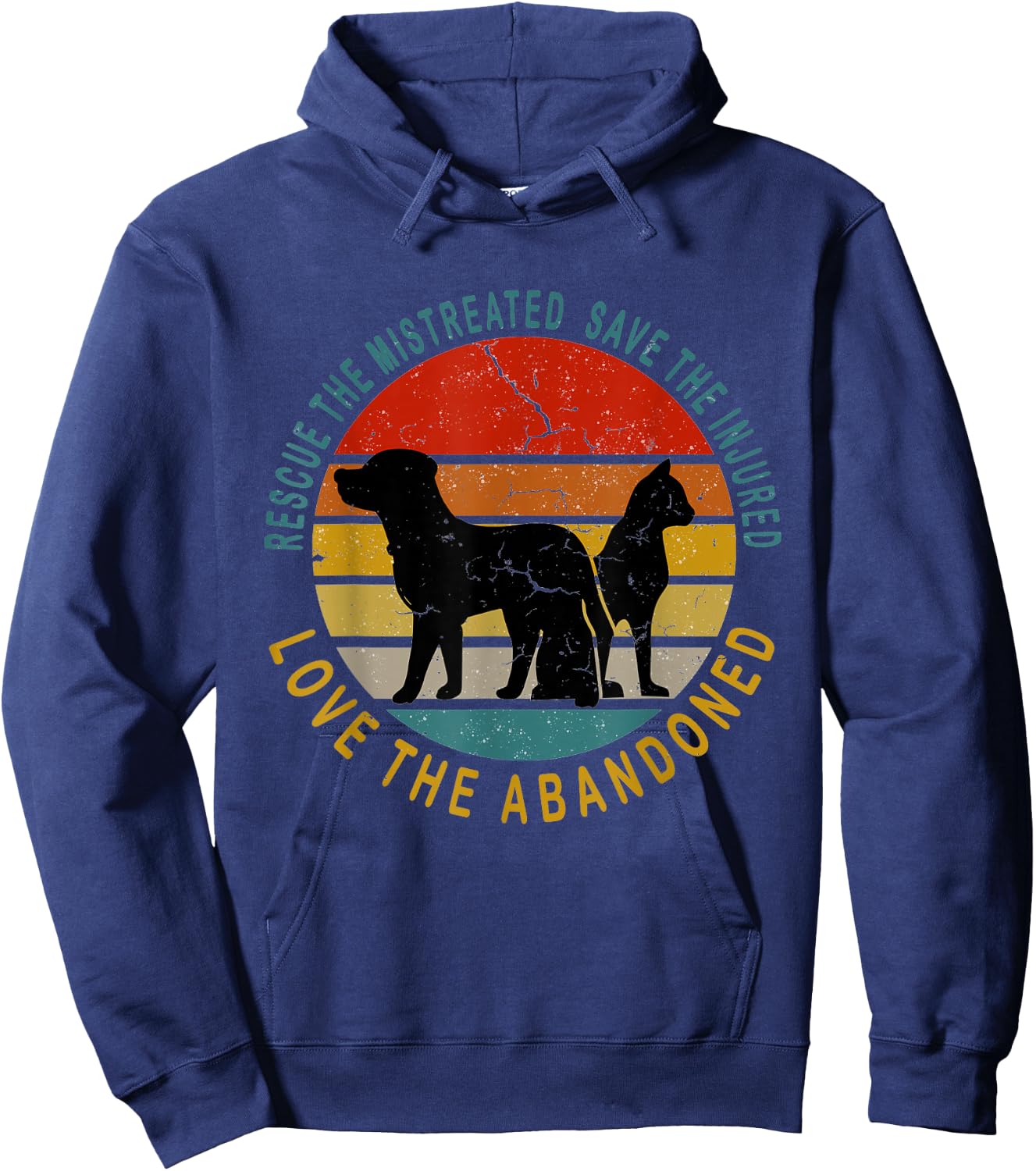 Rescue Save Love - Animal Rescue vintage Design gift Hoodie - Hoodie | Navy