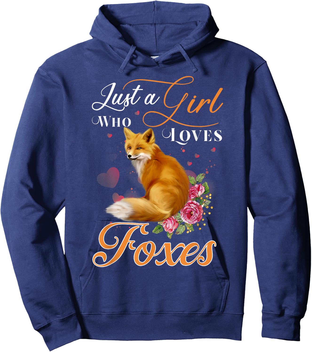 Fun Just a Girl Who Loves Foxes Girls, Women & Coyote Lovers Hoodie - Hoodie | Navy