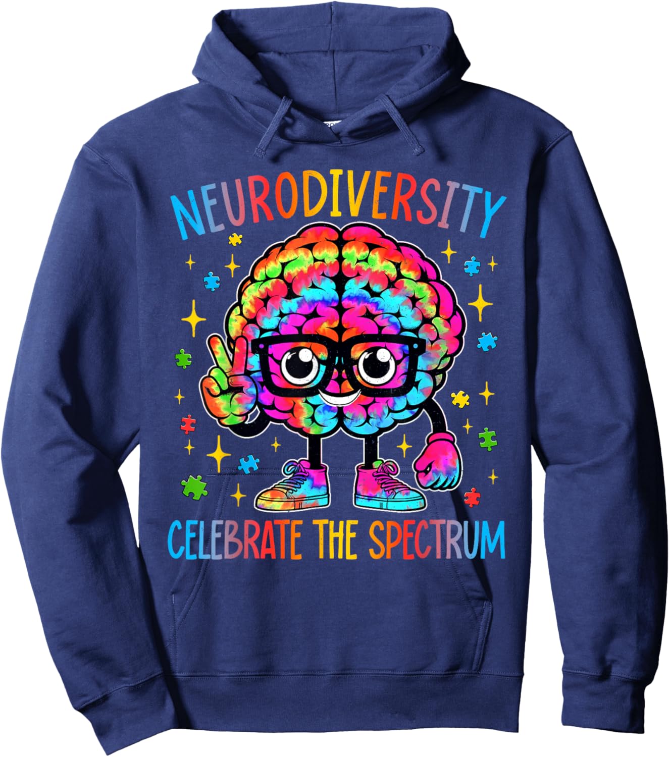 Neurodiversity Brain Autism Awareness ASD ADHD Men Women Kid Hoodie - Hoodie | Navy