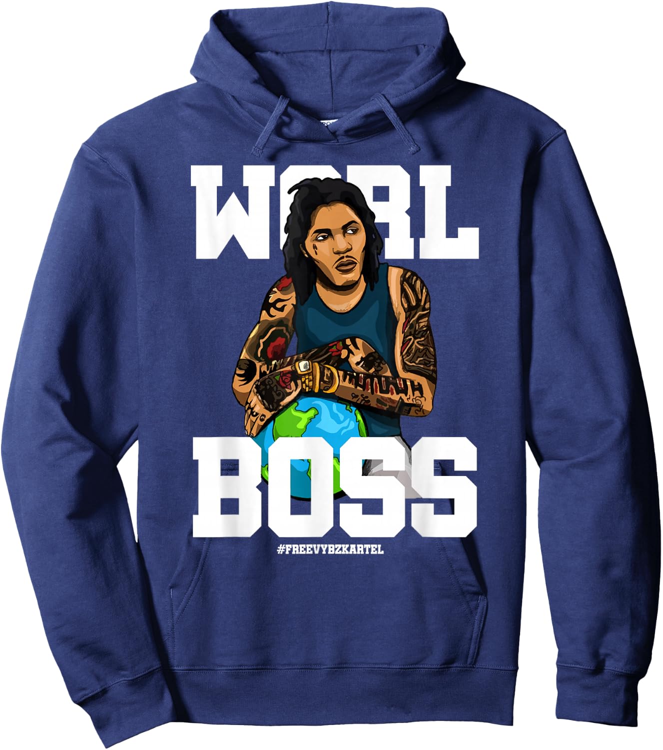Free Worl Boss! Kartel Music Lover Gift Hoodie - Hoodie | Navy