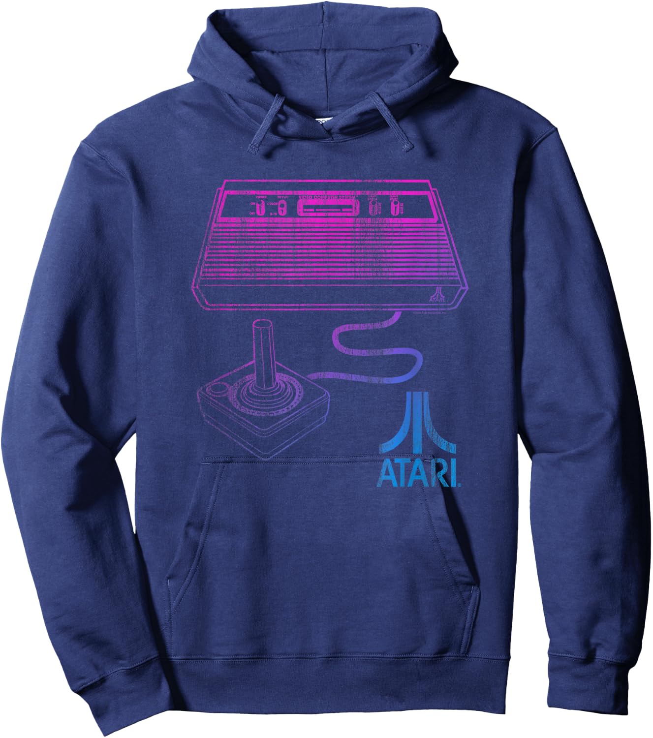 Ripple Junction x Atari Neon 80’s Console Pink & Blue Design Hoodie - Hoodie | Navy