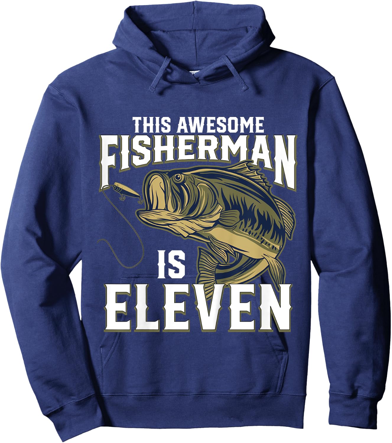 Kids 11 Year Old Fishing Birthday Party Fisherman 11th Gift Boy Hoodie - Hoodie | Navy